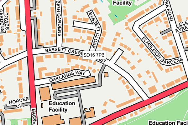 SO16 7PB map - OS OpenMap – Local (Ordnance Survey)