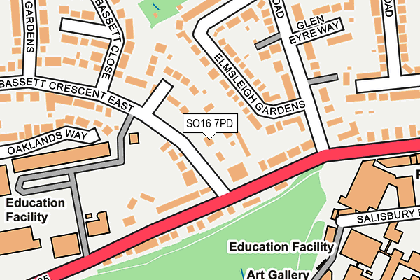 SO16 7PD map - OS OpenMap – Local (Ordnance Survey)