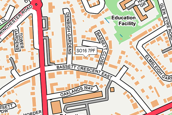 SO16 7PF map - OS OpenMap – Local (Ordnance Survey)