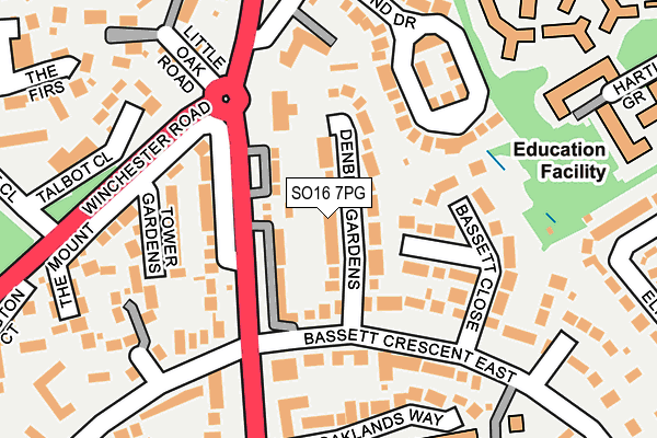 SO16 7PG map - OS OpenMap – Local (Ordnance Survey)