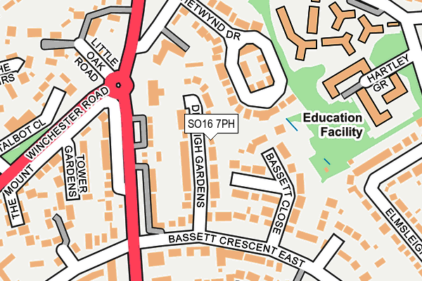 SO16 7PH map - OS OpenMap – Local (Ordnance Survey)