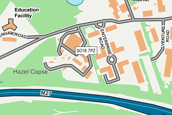 SO16 7PZ map - OS OpenMap – Local (Ordnance Survey)