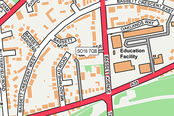 SO16 7QB map - OS OpenMap – Local (Ordnance Survey)