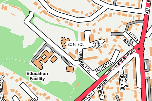 SO16 7QL map - OS OpenMap – Local (Ordnance Survey)