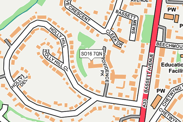 SO16 7QN map - OS OpenMap – Local (Ordnance Survey)