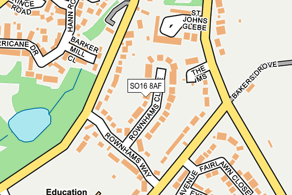 SO16 8AF map - OS OpenMap – Local (Ordnance Survey)