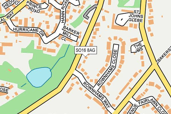 SO16 8AG map - OS OpenMap – Local (Ordnance Survey)