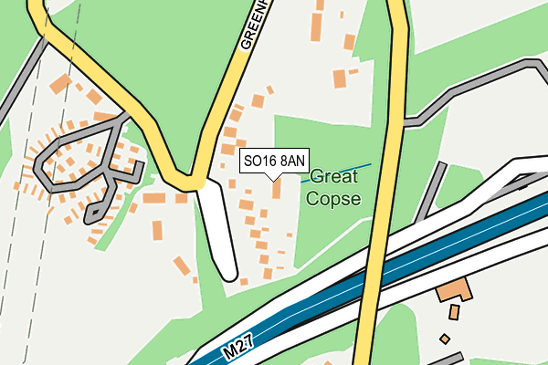 SO16 8AN map - OS OpenMap – Local (Ordnance Survey)