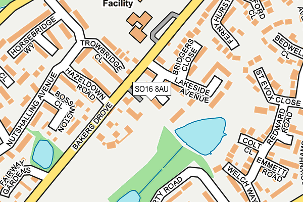 SO16 8AU map - OS OpenMap – Local (Ordnance Survey)