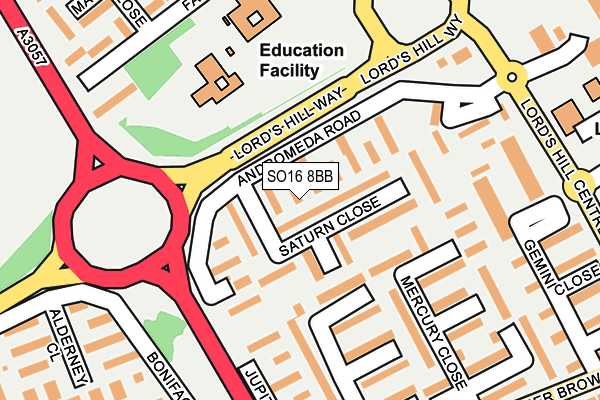 SO16 8BB map - OS OpenMap – Local (Ordnance Survey)