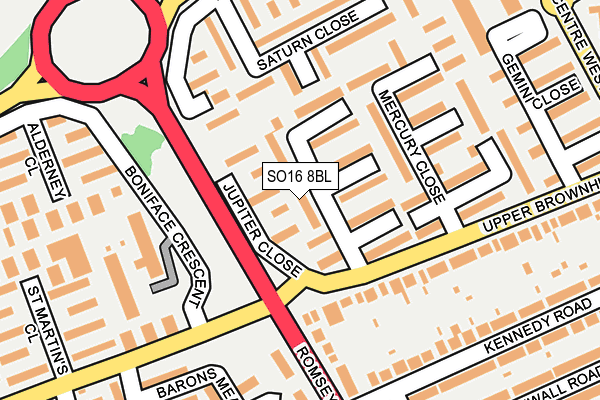 SO16 8BL map - OS OpenMap – Local (Ordnance Survey)