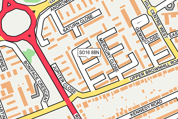 SO16 8BN map - OS OpenMap – Local (Ordnance Survey)