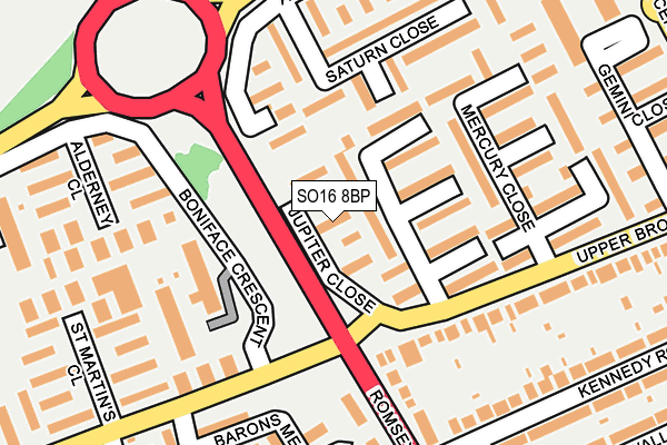 SO16 8BP map - OS OpenMap – Local (Ordnance Survey)