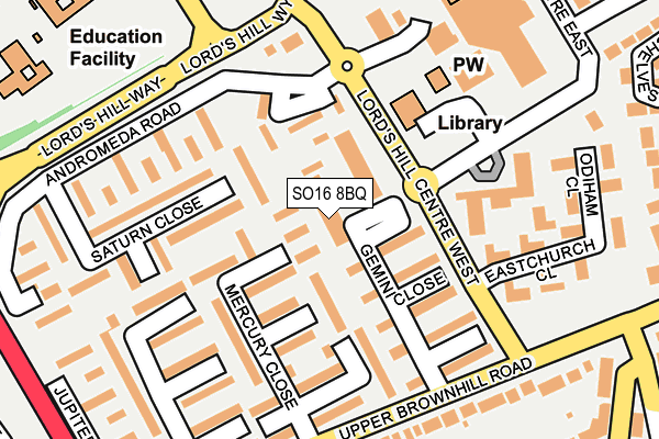 SO16 8BQ map - OS OpenMap – Local (Ordnance Survey)