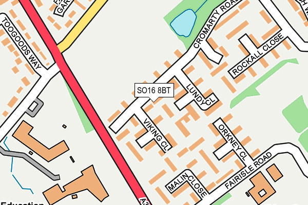 SO16 8BT map - OS OpenMap – Local (Ordnance Survey)