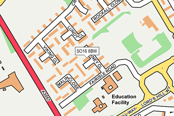 SO16 8BW map - OS OpenMap – Local (Ordnance Survey)