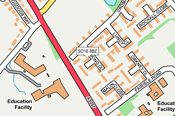 SO16 8BZ map - OS OpenMap – Local (Ordnance Survey)