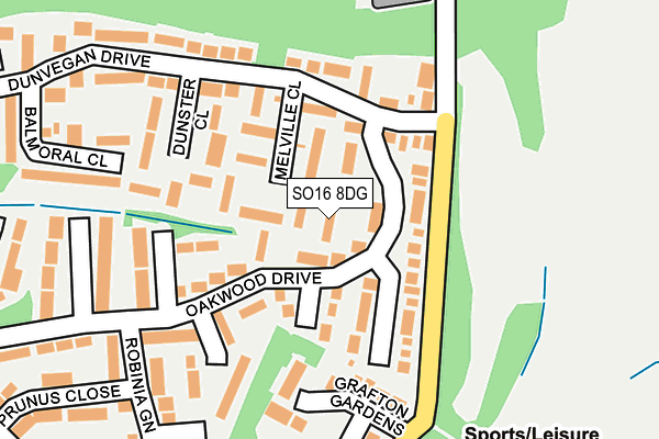 SO16 8DG map - OS OpenMap – Local (Ordnance Survey)