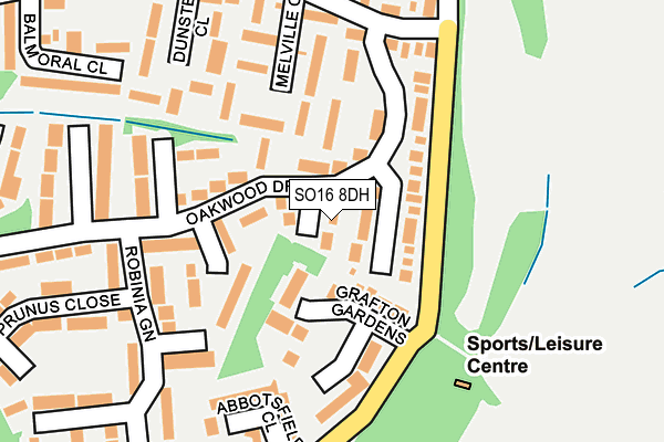 SO16 8DH map - OS OpenMap – Local (Ordnance Survey)