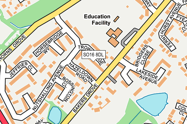 SO16 8DL map - OS OpenMap – Local (Ordnance Survey)