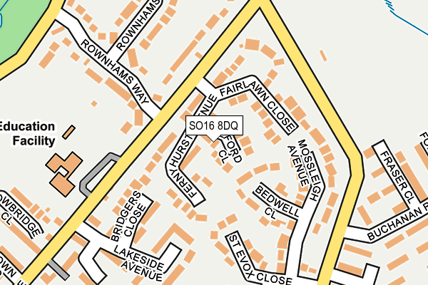 SO16 8DQ map - OS OpenMap – Local (Ordnance Survey)