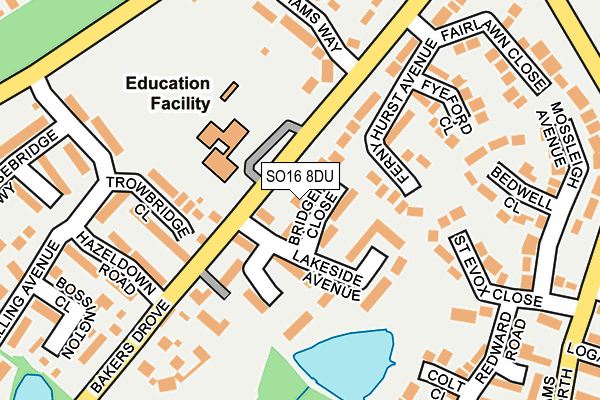 SO16 8DU map - OS OpenMap – Local (Ordnance Survey)