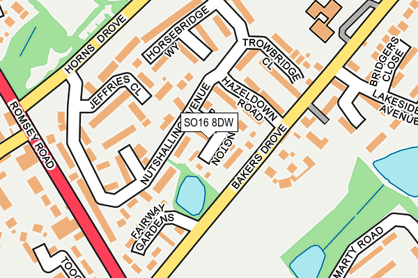 SO16 8DW map - OS OpenMap – Local (Ordnance Survey)