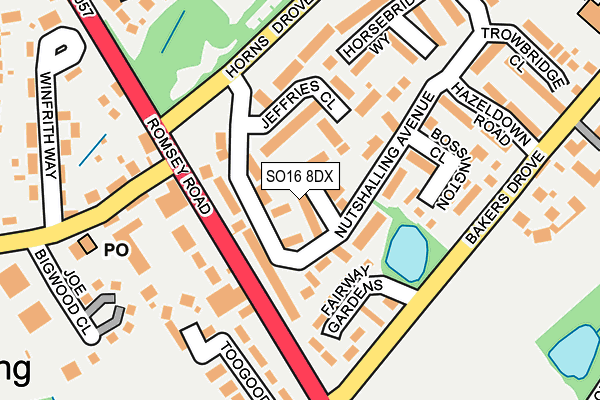 SO16 8DX map - OS OpenMap – Local (Ordnance Survey)