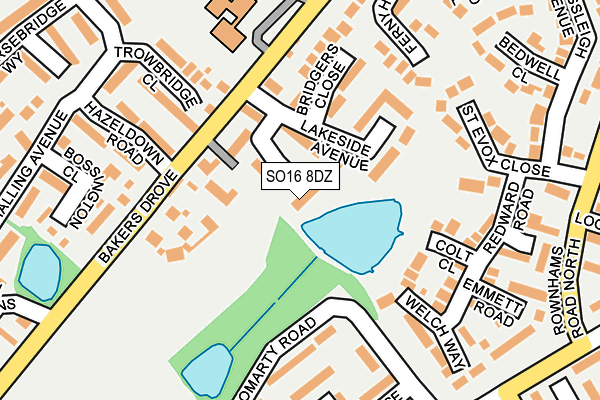 SO16 8DZ map - OS OpenMap – Local (Ordnance Survey)