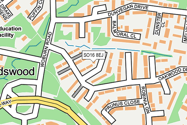 SO16 8EJ map - OS OpenMap – Local (Ordnance Survey)