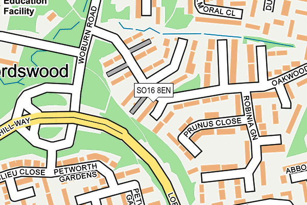 SO16 8EN map - OS OpenMap – Local (Ordnance Survey)