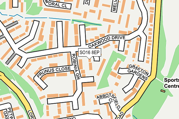 SO16 8EP map - OS OpenMap – Local (Ordnance Survey)