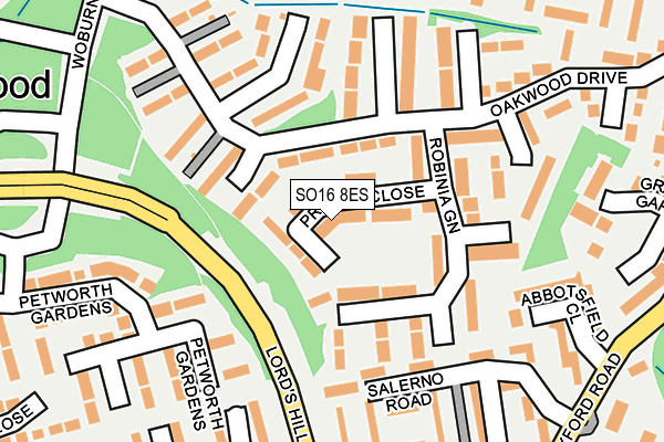 SO16 8ES map - OS OpenMap – Local (Ordnance Survey)