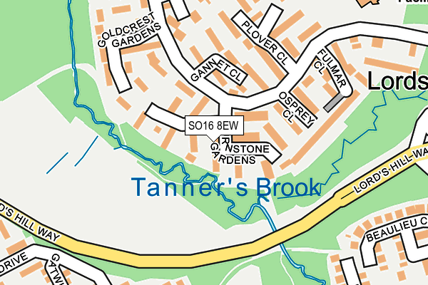 SO16 8EW map - OS OpenMap – Local (Ordnance Survey)