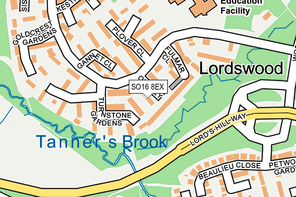 SO16 8EX map - OS OpenMap – Local (Ordnance Survey)