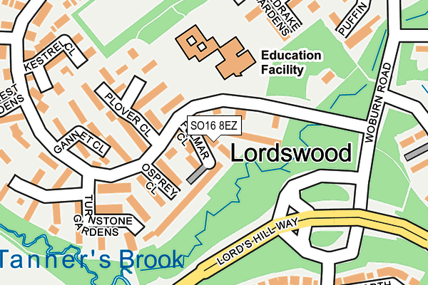 SO16 8EZ map - OS OpenMap – Local (Ordnance Survey)