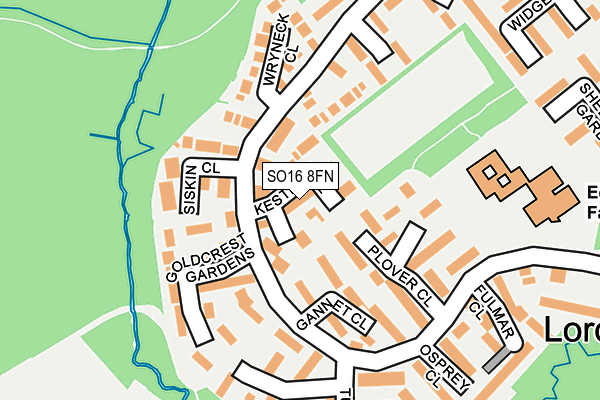 SO16 8FN map - OS OpenMap – Local (Ordnance Survey)