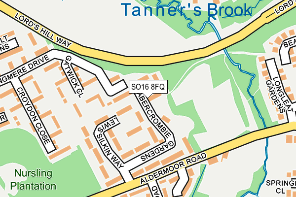 SO16 8FQ map - OS OpenMap – Local (Ordnance Survey)