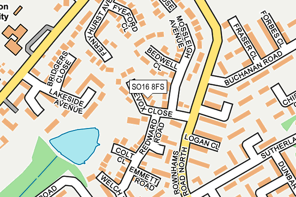SO16 8FS map - OS OpenMap – Local (Ordnance Survey)