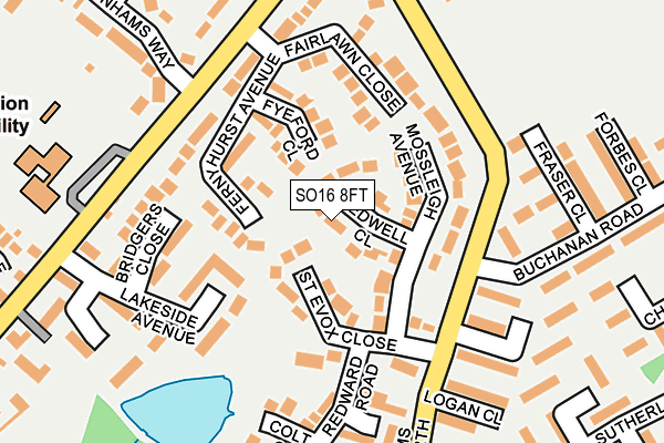 SO16 8FT map - OS OpenMap – Local (Ordnance Survey)