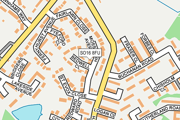 SO16 8FU map - OS OpenMap – Local (Ordnance Survey)