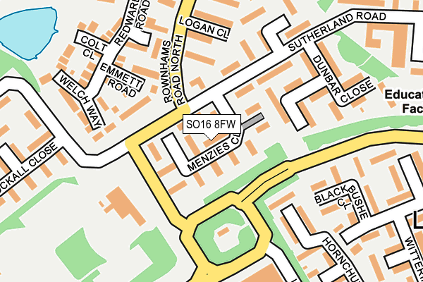 SO16 8FW map - OS OpenMap – Local (Ordnance Survey)