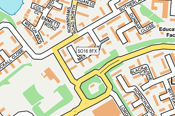 SO16 8FX map - OS OpenMap – Local (Ordnance Survey)