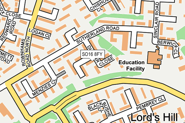 SO16 8FY map - OS OpenMap – Local (Ordnance Survey)