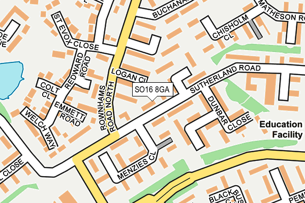 SO16 8GA map - OS OpenMap – Local (Ordnance Survey)