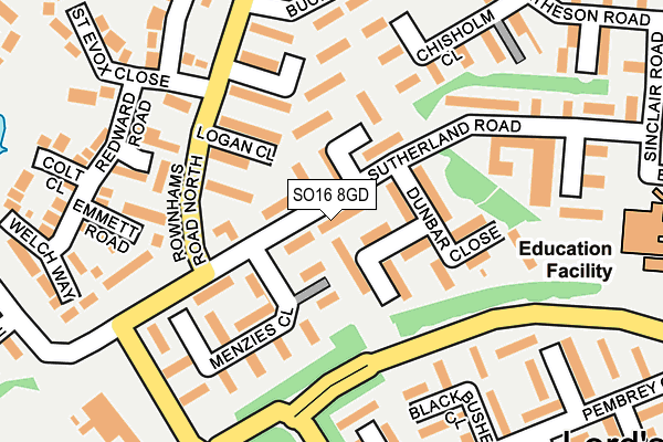 SO16 8GD map - OS OpenMap – Local (Ordnance Survey)