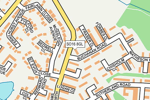SO16 8GL map - OS OpenMap – Local (Ordnance Survey)