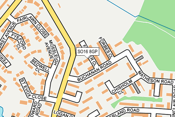 SO16 8GP map - OS OpenMap – Local (Ordnance Survey)