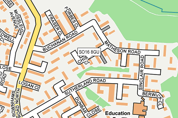 SO16 8GU map - OS OpenMap – Local (Ordnance Survey)