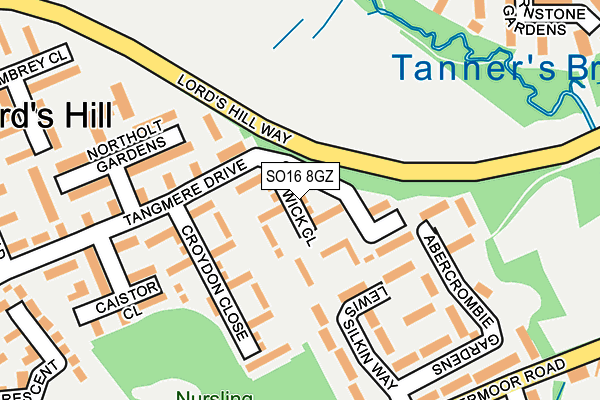 SO16 8GZ map - OS OpenMap – Local (Ordnance Survey)